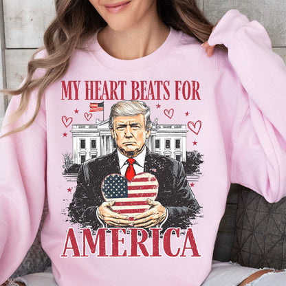 Trump My Heart Beats for America Shirt, Trump Lovers and Valentine T-Shirt, Trump Valentine's Day Sweatshirt Bright 681949 - GOP