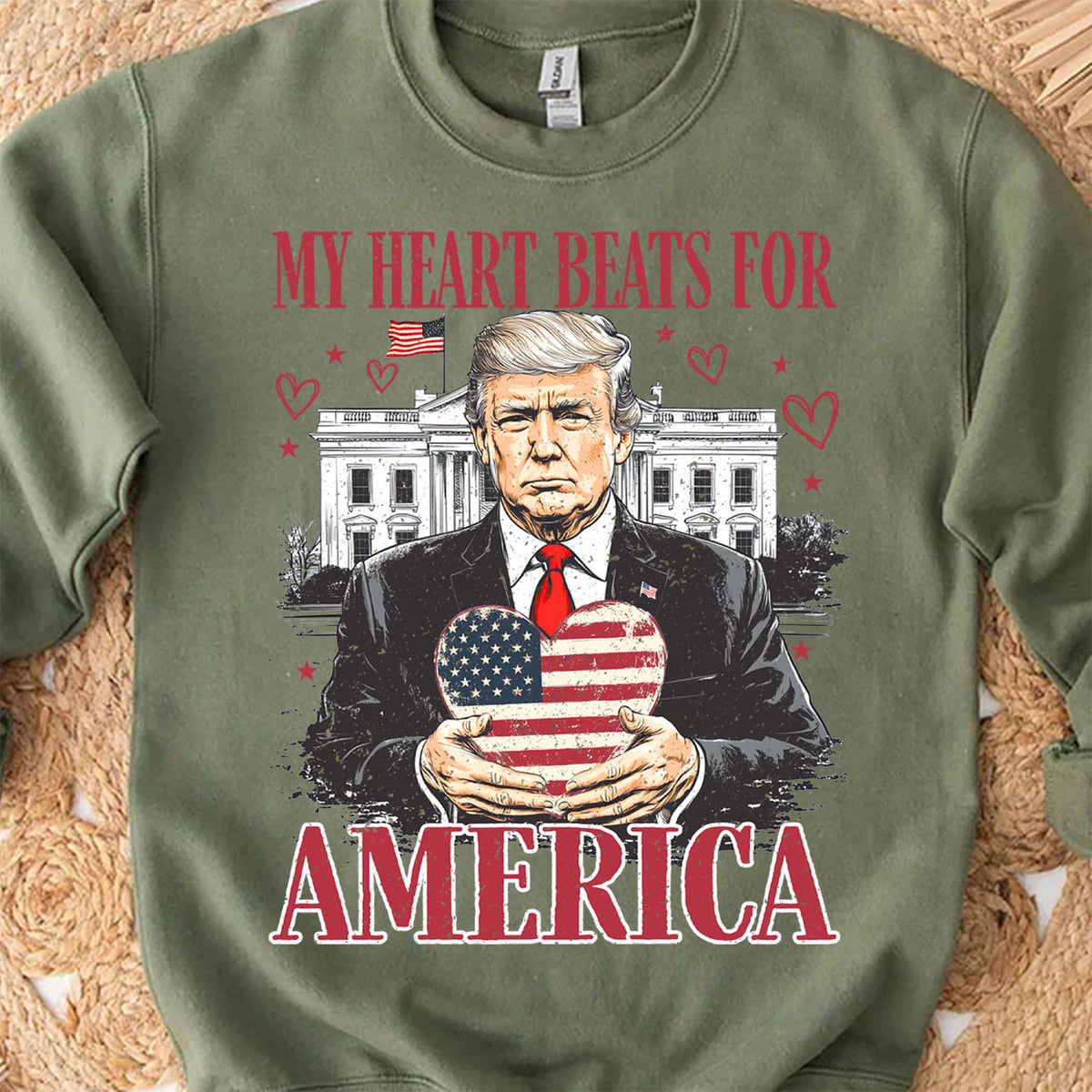 Trump My Heart Beats for America Shirt, Trump Lovers and Valentine T-Shirt, Trump Valentine's Day Sweatshirt Bright 681949 - GOP