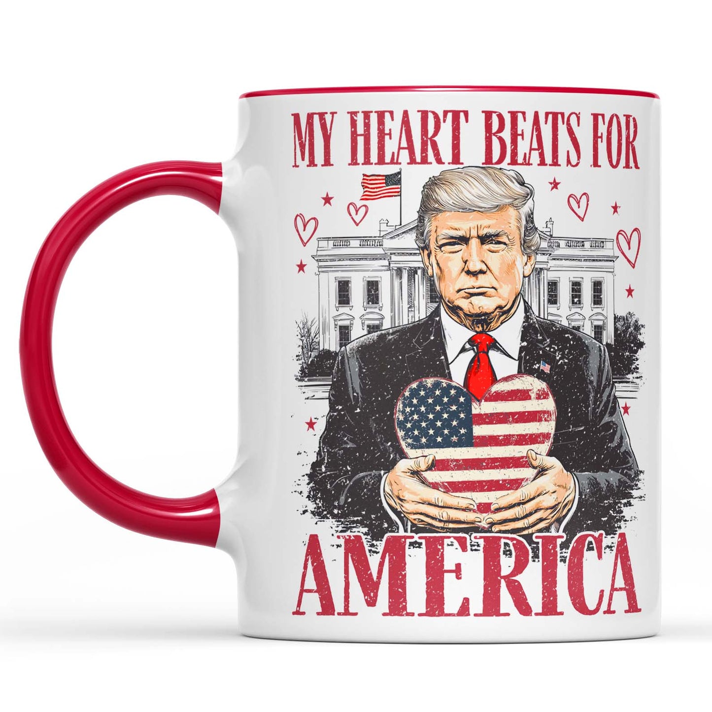 Trump My Heart Beats for America Mug, Valentine's Day Mug, Trump Lovers and Valentine Mug, Trump Lovers Gift, Donald Trump Valentine's Mug 681949 - GOP