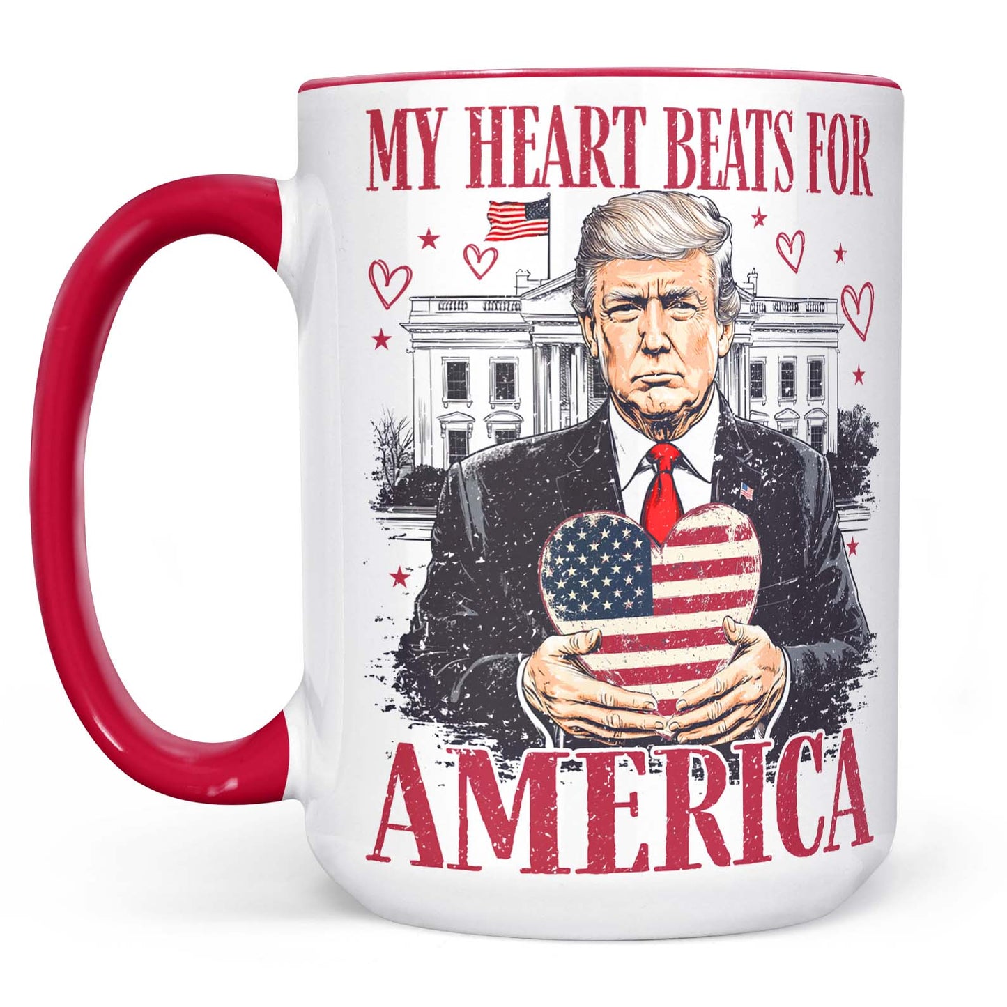 Trump My Heart Beats for America Mug, Valentine's Day Mug, Trump Lovers and Valentine Mug, Trump Lovers Gift, Donald Trump Valentine's Mug 681949 - GOP