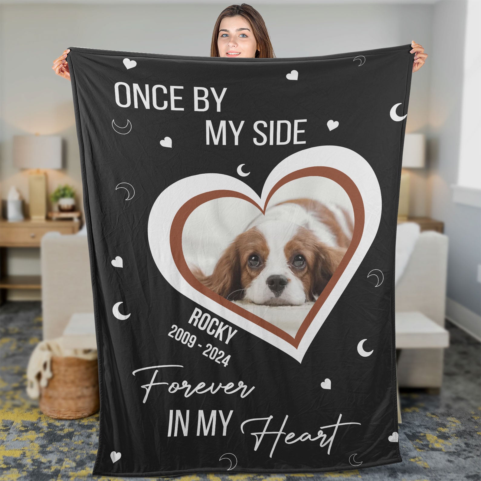 Once By My Side Forever In My Heart, Personalized Memorial Blanket, Memorial Custom Photo Blanket, Remembrance Gift- 681950