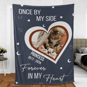 Once By My Side Forever In My Heart, Personalized Memorial Blanket, Memorial Custom Photo Blanket, Remembrance Gift- 681950