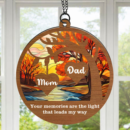 Your Memories Are The Light That Leads My Way Suncatcher Ornament, Custom Name Suncatchers, Gift For Family, Memorial Gift Ornament 681954