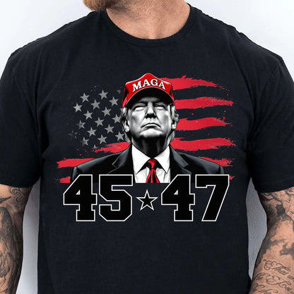 Trump MAGA 45 47 Shirt, President 47th Trump Shirt, Trump Patriotic Shirt, Republican Dark Shirt 681981 - GOP