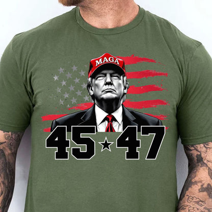 Trump MAGA 45 47 Shirt, President 47th Trump Shirt, Trump Patriotic Shirt, Republican Dark Shirt 681981 - GOP