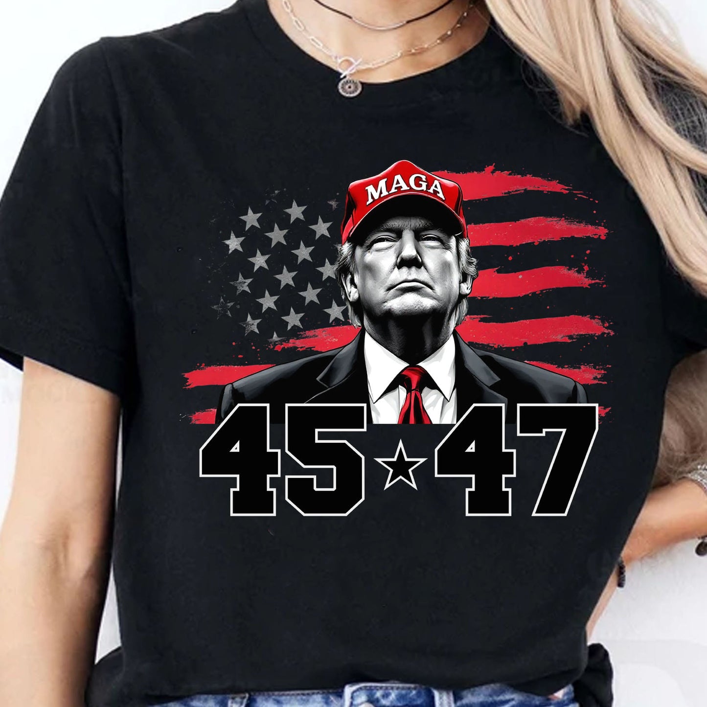 Trump MAGA 45 47 Shirt, President 47th Trump Shirt, Trump Patriotic Shirt, Republican Dark Shirt 681981 - GOP