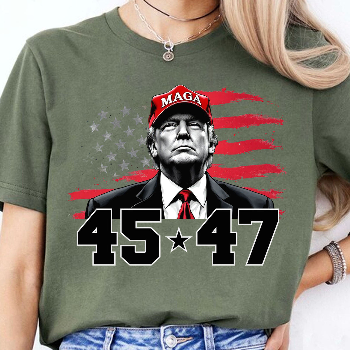 Trump MAGA 45 47 Shirt, President 47th Trump Shirt, Trump Patriotic Shirt, Republican Dark Shirt 681981 - GOP