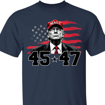 Trump MAGA 45 47 Shirt, President 47th Trump Shirt, Trump Patriotic Shirt, Republican Dark Shirt 681981 - GOP