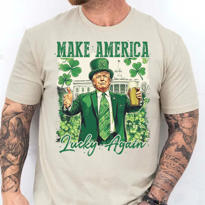 Make America Lucky Again, St Patricks Day Shirt, Funny Trump Shamrock Bright Shirt 681982
