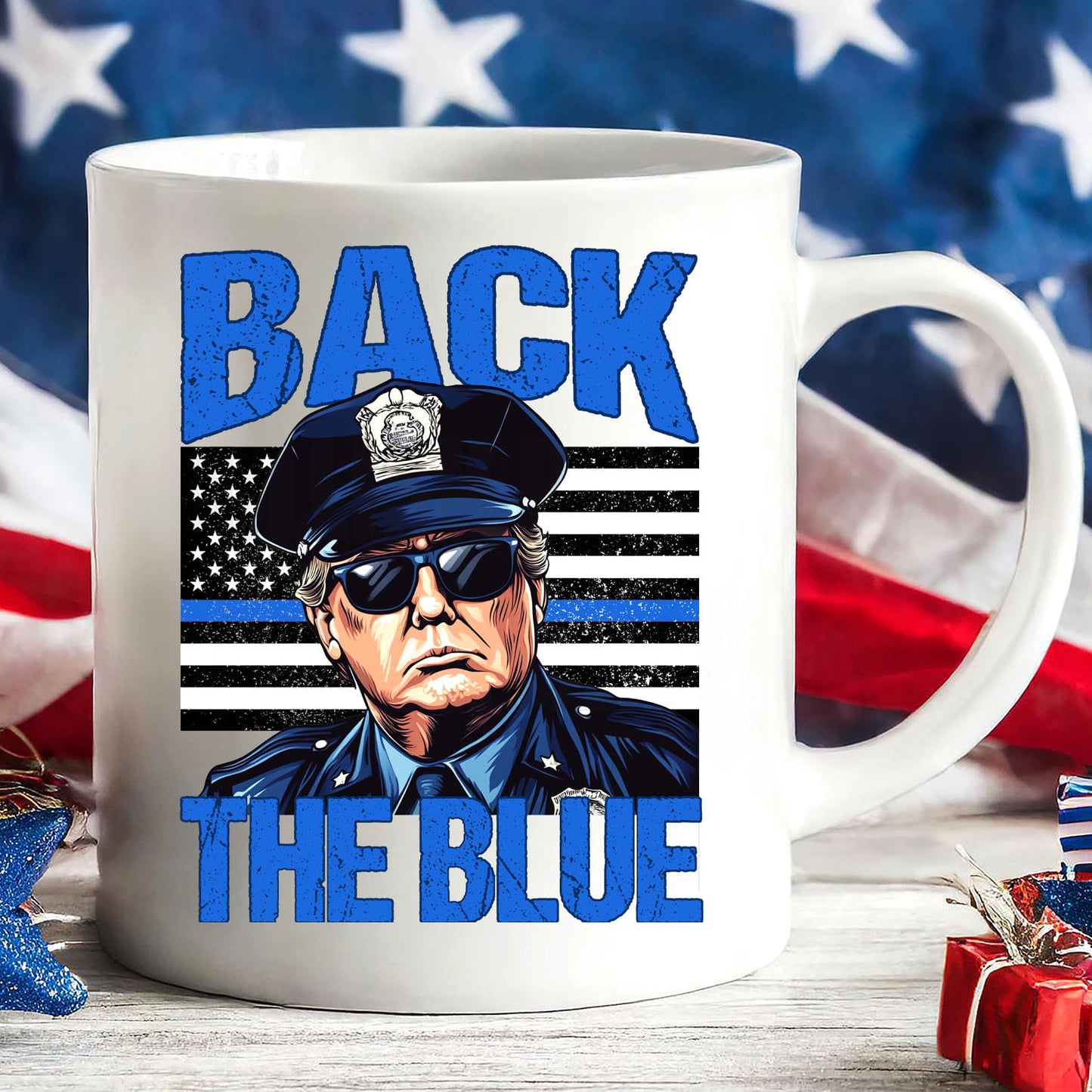 Trump Back The Blue Mug, Police For Trump Mug, Trump Cops Mug, Republicans White Mug  Accent Mug 681984 - GOP