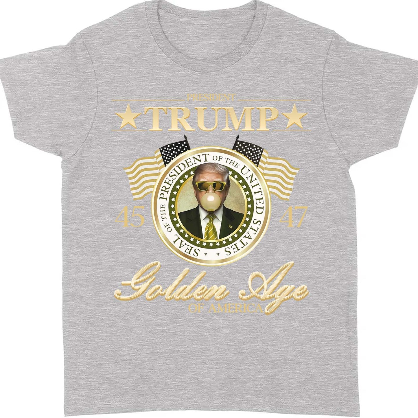 Trump Golden Age of America Shirt, President Trump Shirt, Funny Trump Bubble Gum MAGA Shirt, Republican Dark Shirt 681990 - GOP