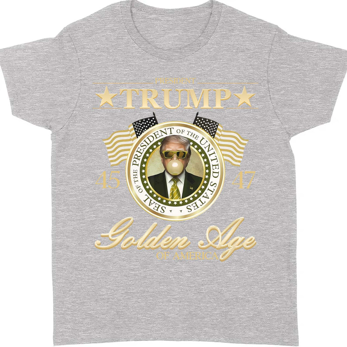 Trump Golden Age of America Shirt, President Trump Shirt, Funny Trump Bubble Gum MAGA Shirt, Republican Dark Shirt 681990 - GOP