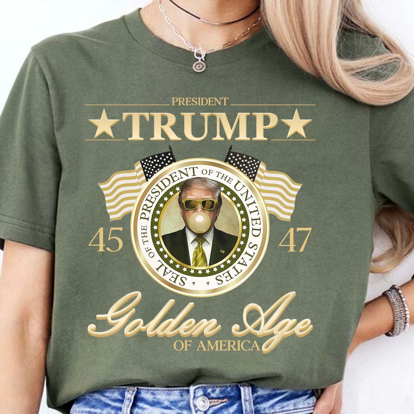 Trump Golden Age of America Shirt, President Trump Shirt, Funny Trump Bubble Gum MAGA Shirt, Republican Dark Shirt 681990 - GOP