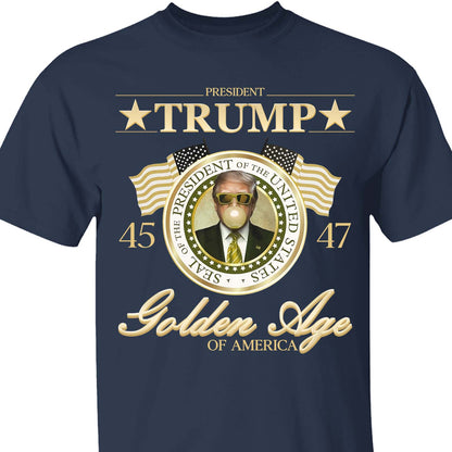 Trump Golden Age of America Shirt, President Trump Shirt, Funny Trump Bubble Gum MAGA Shirt, Republican Dark Shirt 681990 - GOP