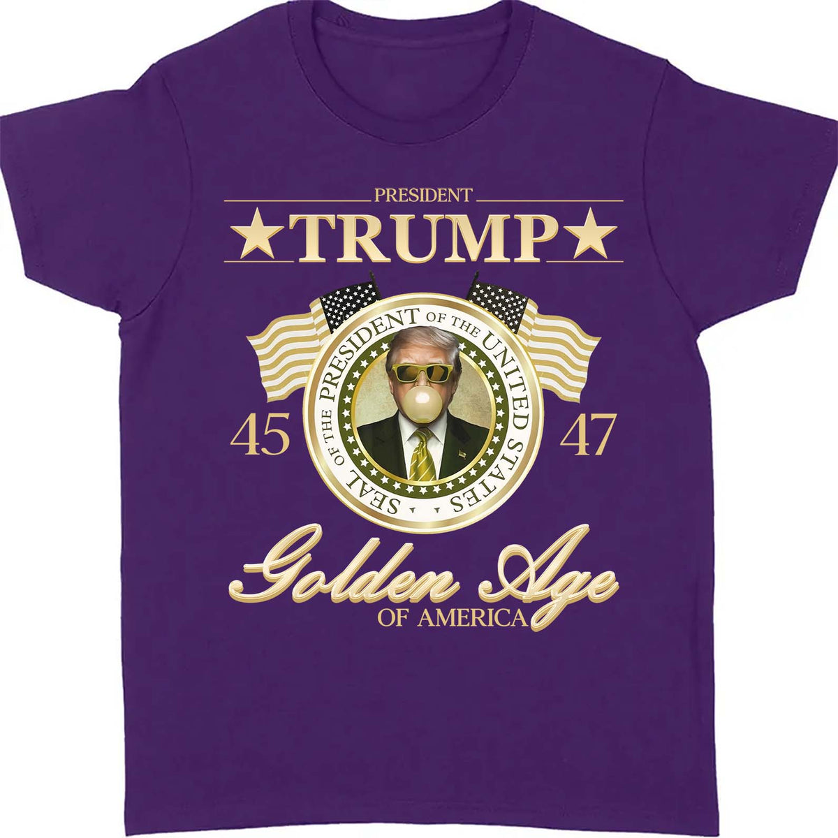 Trump Golden Age of America Shirt, President Trump Shirt, Funny Trump Bubble Gum MAGA Shirt, Republican Dark Shirt 681990 - GOP