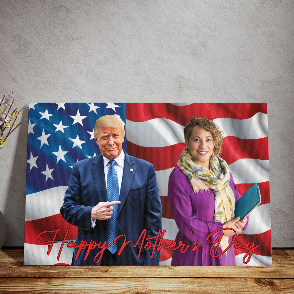 Happy Birthday Day Canvas, Personalize Custom Photo with Trump, Photo with Trump, Donald Trump President, Family Gift Decoration 682021 - GOP
