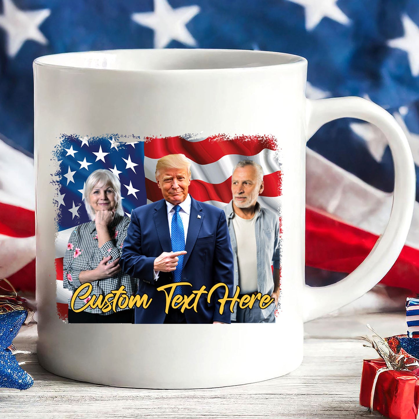 Happy Mother's Day Mug, Personalize Custom Photo with Trump Mug, Photo with Trump, Donald Trump President, Family Gift White Mug Accent Mug 682000 - GOP