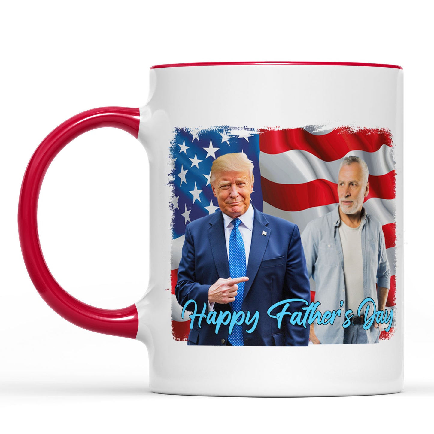 Happy Father's Day Mug, Personalize Custom Photo with Trump Mug, Photo with Trump, Donald Trump President, Family Gift White Mug Accent Mug 682019 - GOP