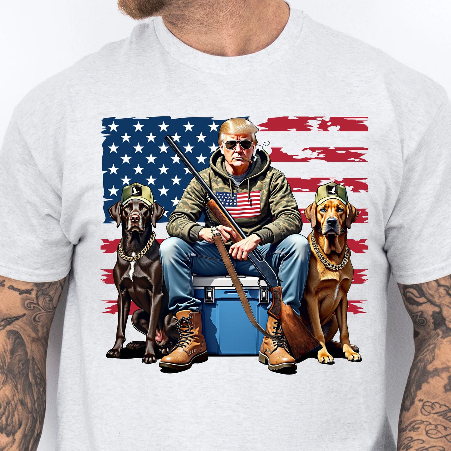Trump Hunting Flag Shirt, Trump American Flag Shirt, Funny President Hunting Bright Shirt 682005 - GOP