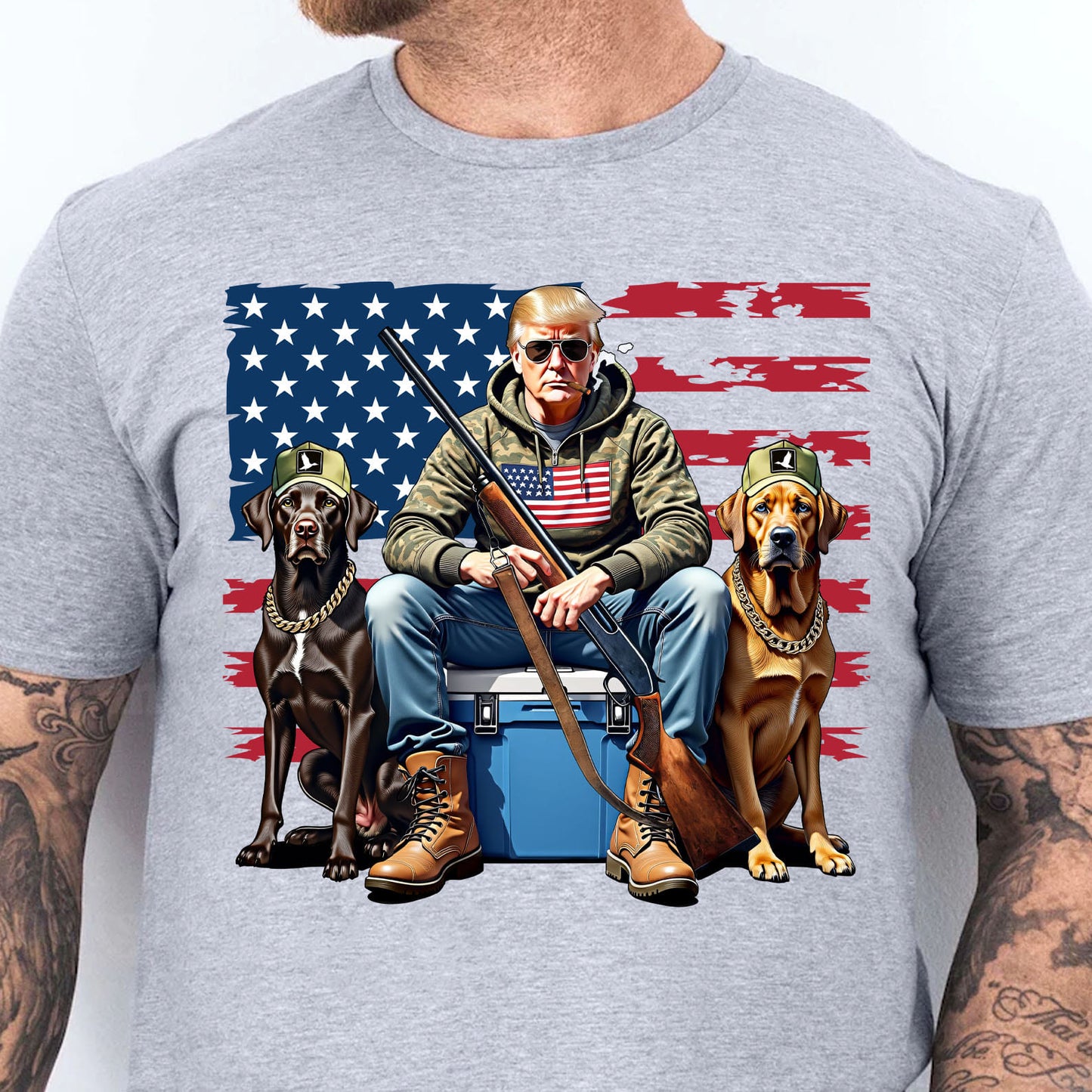 Trump Hunting Flag Shirt, Trump American Flag Shirt, Funny President Hunting Bright Shirt 682005 - GOP