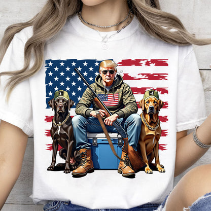 Trump Hunting Flag Shirt, Trump American Flag Shirt, Funny President Hunting Bright Shirt 682005 - GOP