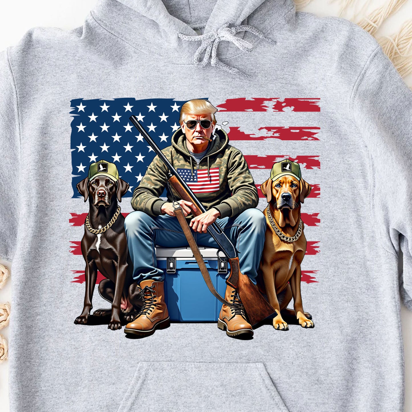 Trump Hunting Flag Shirt, Trump American Flag Shirt, Funny President Hunting Bright Shirt 682005 - GOP