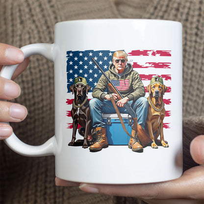 Trump Hunting Mug, Trump American Flag Mug, Funny President Hunting Mug, Trump White Mug  Accent Mug 682005 - GOP