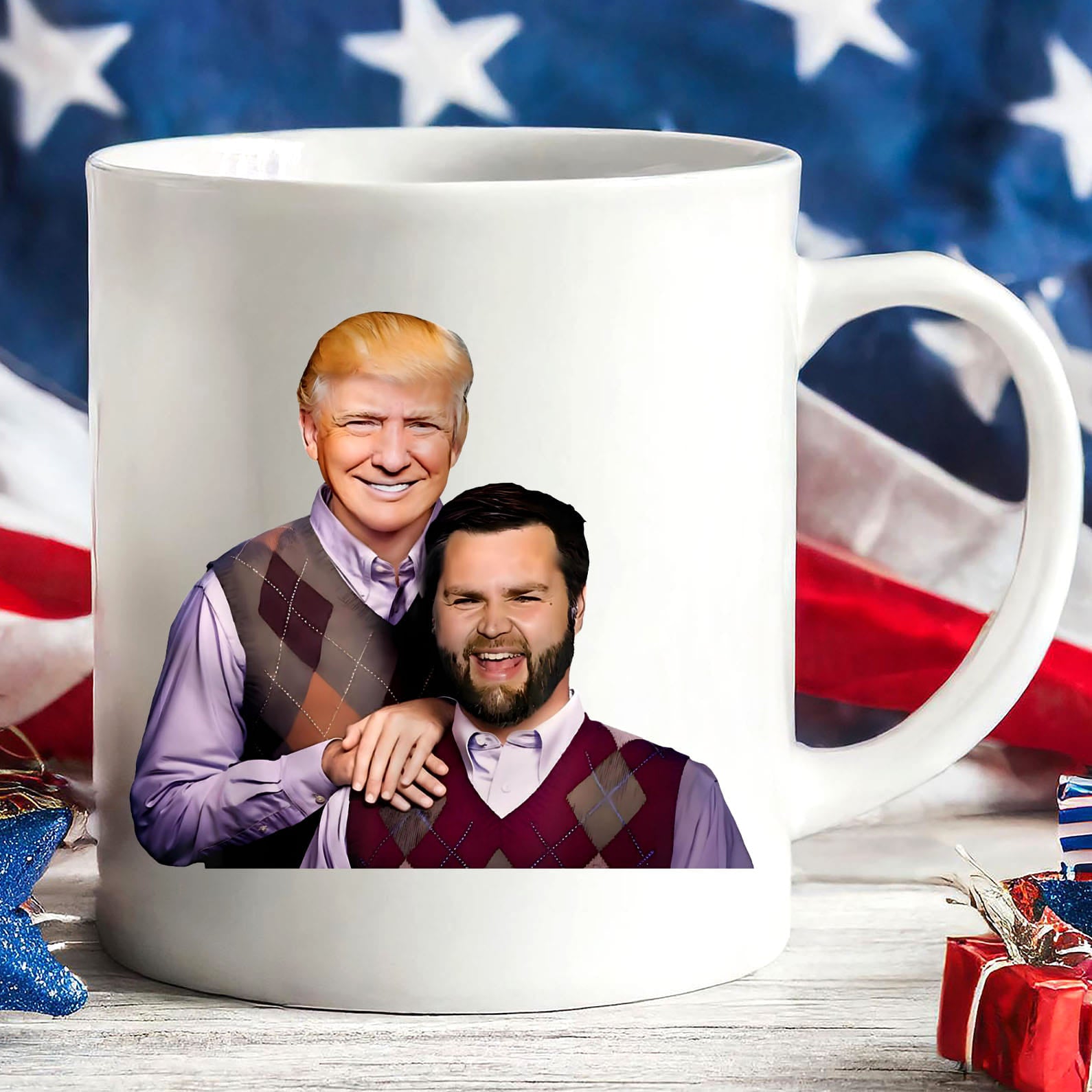 Trump Vance Brothers Mug, Funny Parody Trump J.D.Vance Bros Mug, Trump 47th President White Mug  Accent Mug 682006 - GOP