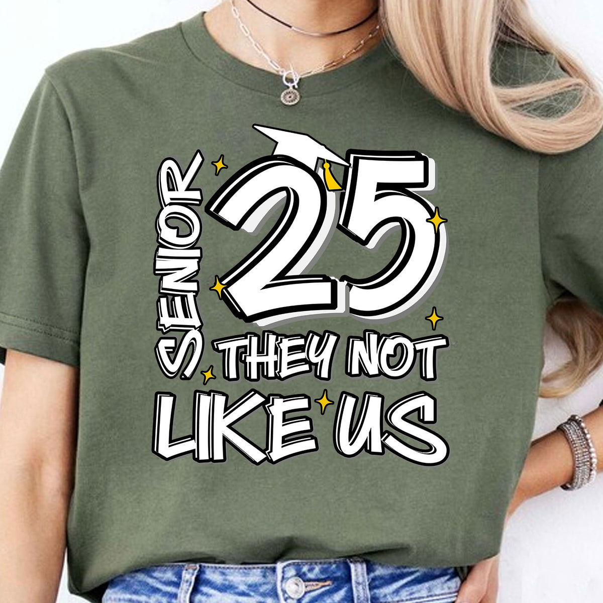 Senior 25, They Not Like Us, Graduation Dark Shirt Design, Class Of 2025, Graduation 2025 682026