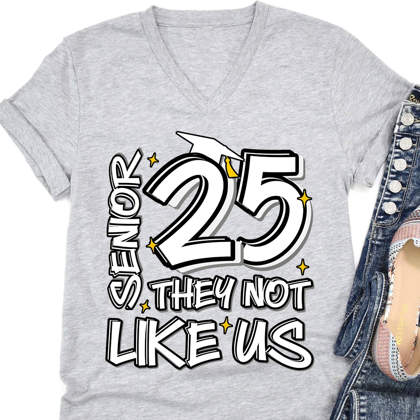 Senior 25, They Not Like Us, Graduation Bright Shirt Design, Class Of 2025, Graduation 2025 682026