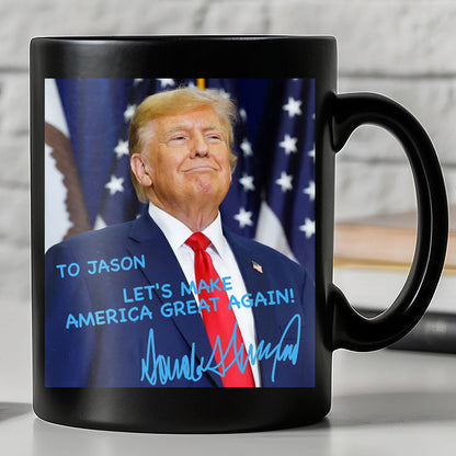 President Donald Trump Official Portrait 2025 | President Donald Trump Autographed Mug | Donald Trump Homage Mug | Donald Trump Fan Black Mug 682036 - GOP