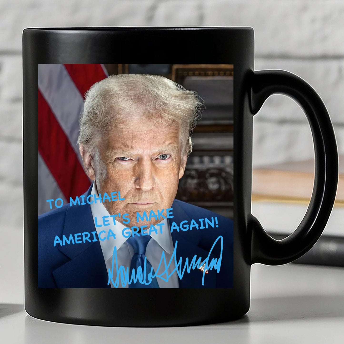 President Donald Trump Official Portrait 2025 | President Donald Trump Autographed Mug | Donald Trump Homage Mug | Donald Trump Fan Black Mug 682036 - GOP