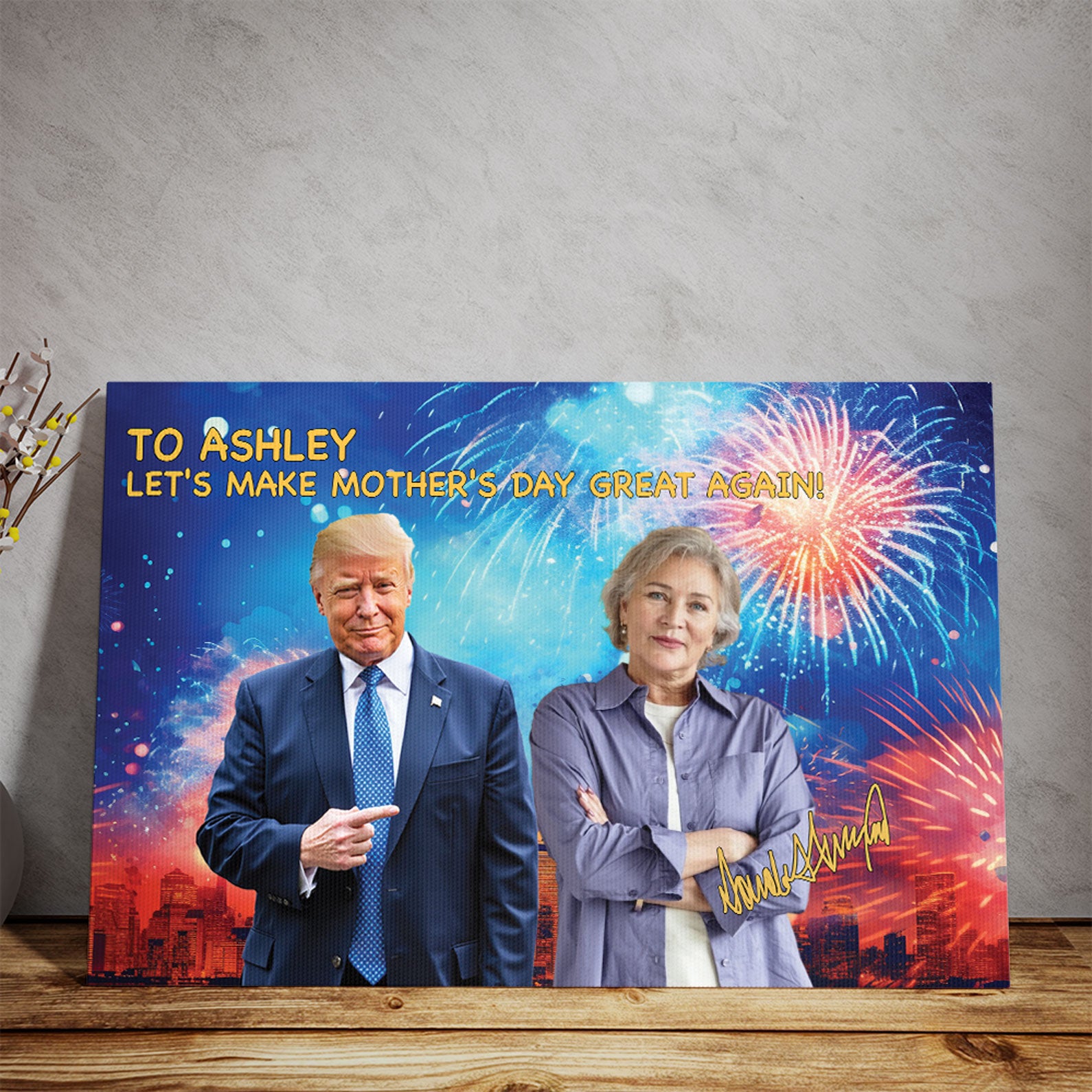 My Mom With Donald Trump Custom Photo Canvas, Personalize Custom Photo with Trump, Donald Trump President, Gift For Mom, Gift For Wife 682049 - GOP