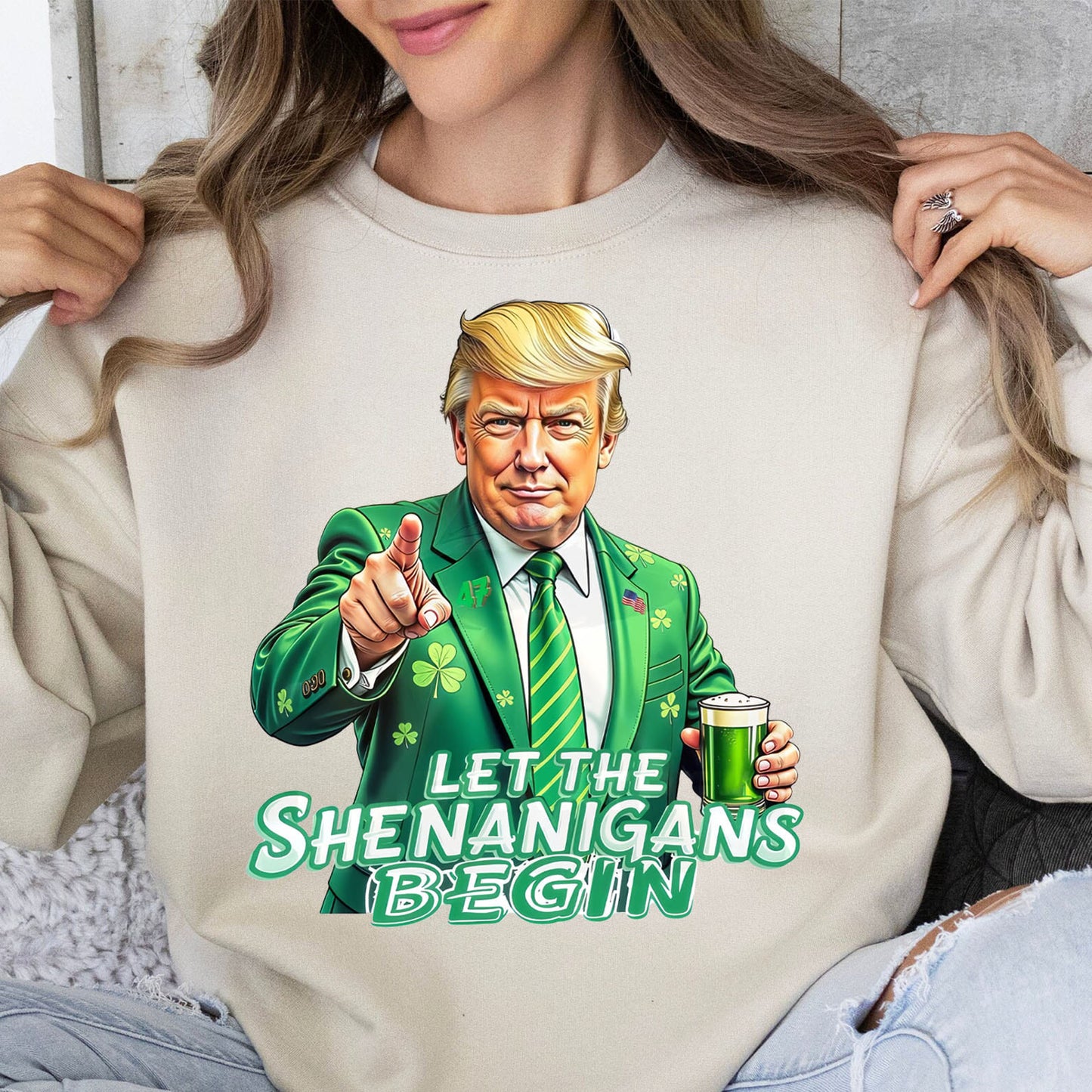 Let The Shenanigans Begin Shirt, Trump St Patricks Sweatshirt, Funny Trump St Patrick Day Bright Shirt 682050 - GOP