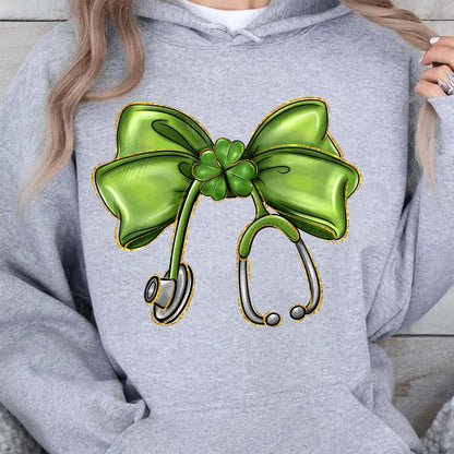 St. Patrick's Day Nurse Coquette Shirt, St Patricks Sweatshirt, Nurse Bow Ribbon Stethoscope Bright Shirt 682052