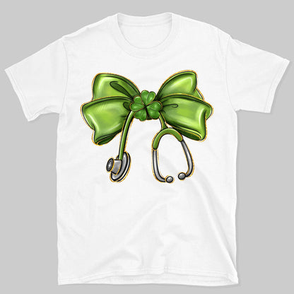 St. Patrick's Day Nurse Coquette Shirt, St Patricks Sweatshirt, Nurse Bow Ribbon Stethoscope Bright Shirt 682052