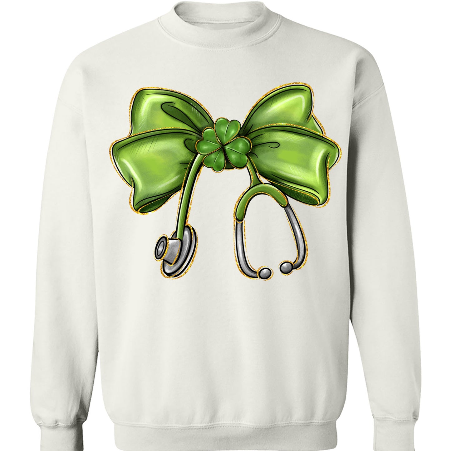 St. Patrick's Day Nurse Coquette Shirt, St Patricks Sweatshirt, Nurse Bow Ribbon Stethoscope Bright Shirt 682052