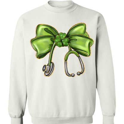 St. Patrick's Day Nurse Coquette Shirt, St Patricks Sweatshirt, Nurse Bow Ribbon Stethoscope Bright Shirt 682052