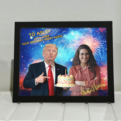 Let's Make Father's Day Great Again Frame, Personalize Custom Photo with Trump Picture Frame, Photo with Trump, Donald Trump President, Family Gift Frame 682061 - GOP