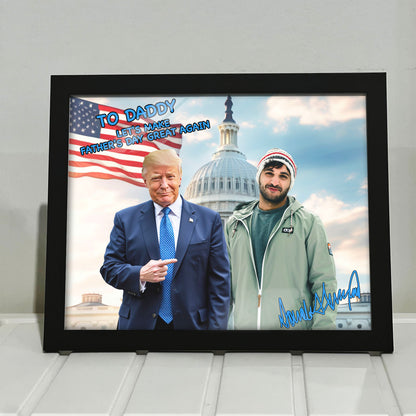 Let's Make Father's Day Great Again Frame, Personalize Custom Photo with Trump Picture Frame, Photo with Trump, Donald Trump President, Family Gift Frame 682061 - GOP