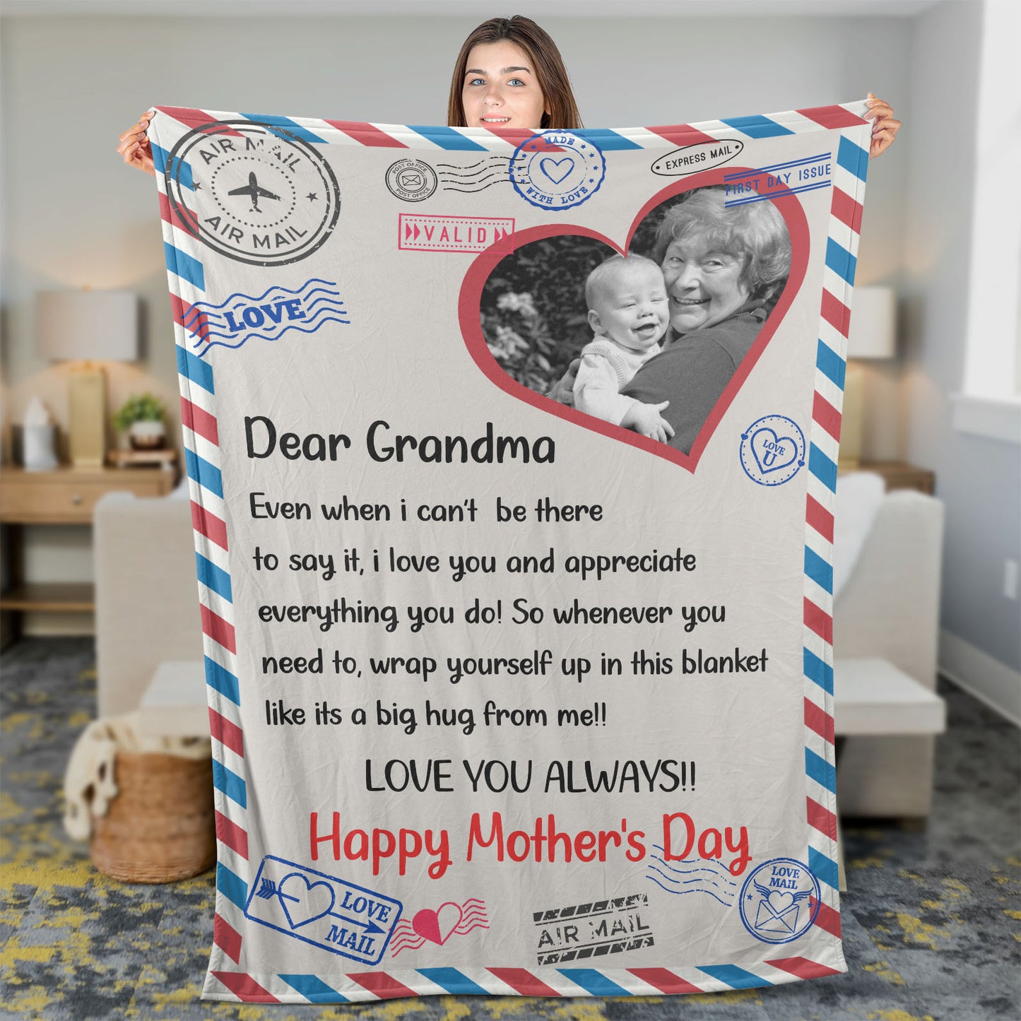 Dear Mom Love You Always, Personalized Blanket, Custom Photo Blanket, Mother's Day Gift, Gift for Mom, Gift for Wife - 682062