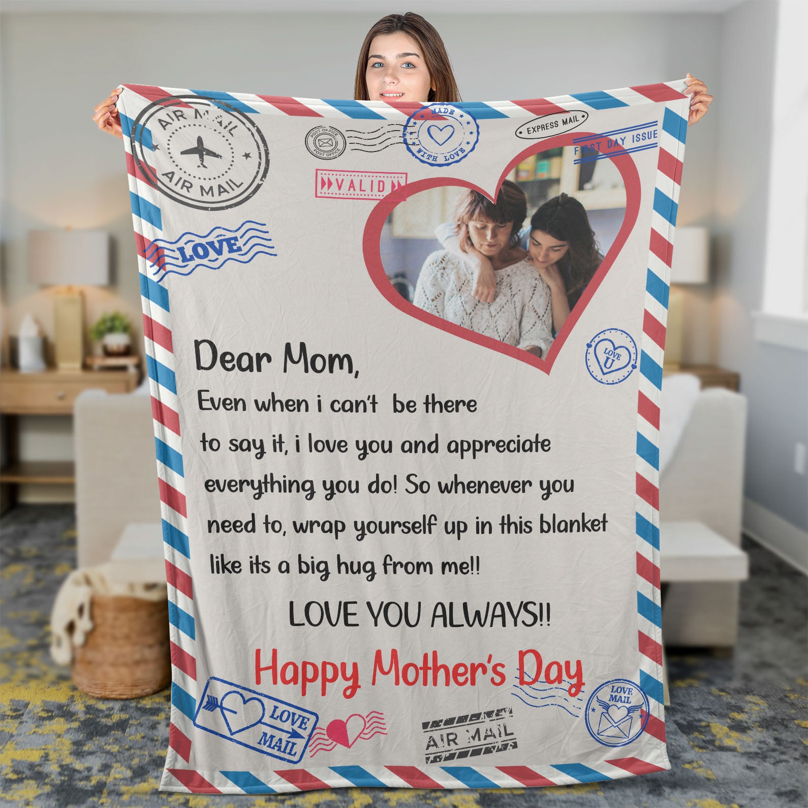 Dear Mom Love You Always, Personalized Blanket, Custom Photo Blanket, Mother's Day Gift, Gift for Mom, Gift for Wife - 682062