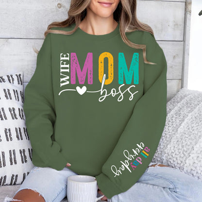 Wife Mom Boss Shirt, All Day Everyday Sleeve Print Sweatshirt, Mother's Day Gifts, Gift For Mom, Gift For Wife 682074