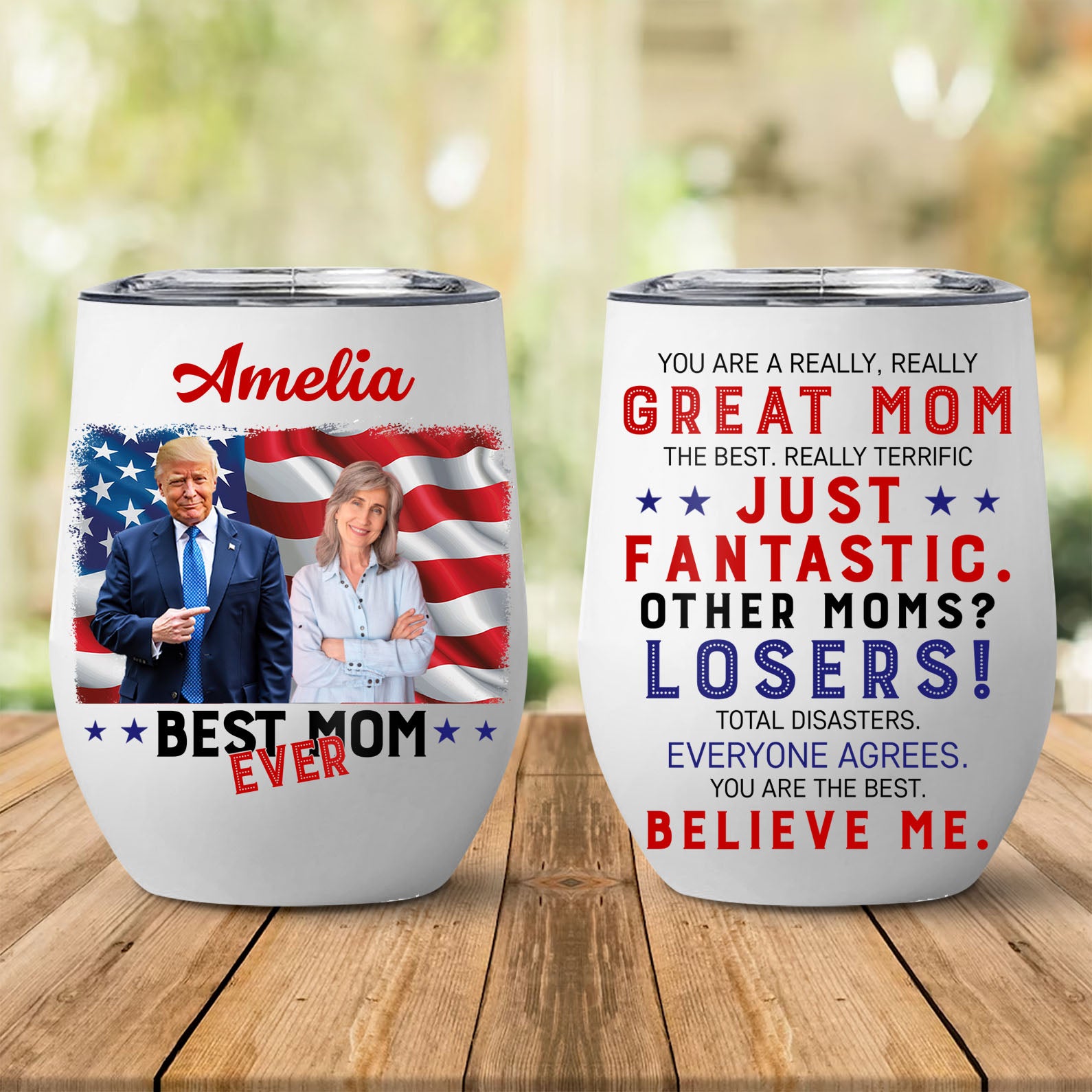 The Best Mom Ever Custom Name and Photo Tumbler, Personalized Custom 12oz Wine Tumbler, Gift For Mom, Gift For Wife 682081 - GOP