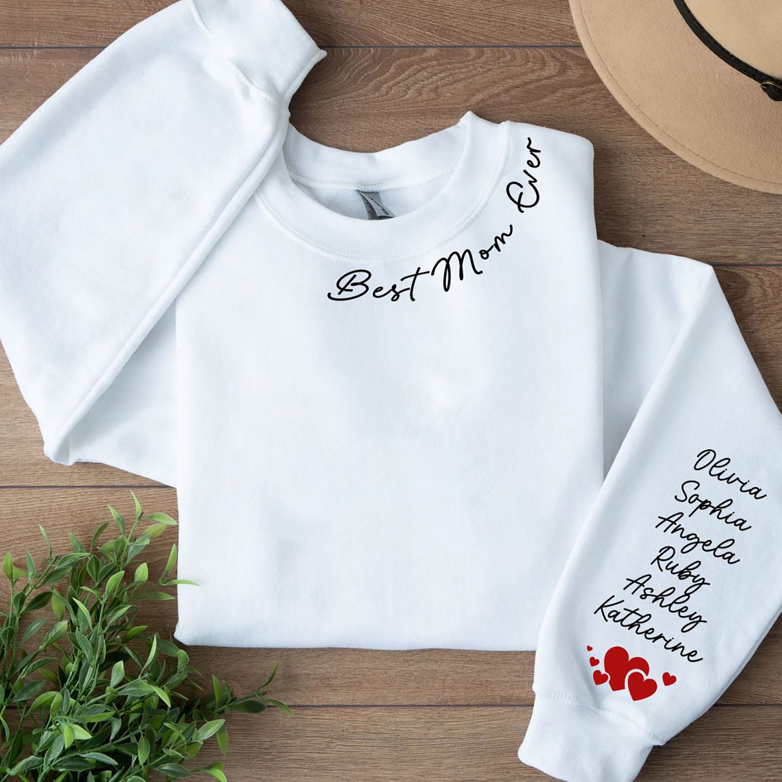 Best Mom Ever Custom Name Shirt, Personalized Custom Sleeve Print Bright Sweatshirt, Mother's Day Gifts, Gift For Mom, Gift For Wife 682082