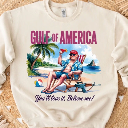 Trump Gulf of America, Humorous Trump On The Beach Sweatshirt, Trump President Funny Bright Shirt 682085 - GOP