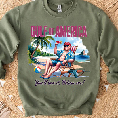 Trump Gulf of America, Humorous Trump On The Beach Sweatshirt, Trump President Funny Bright Shirt 682085 - GOP