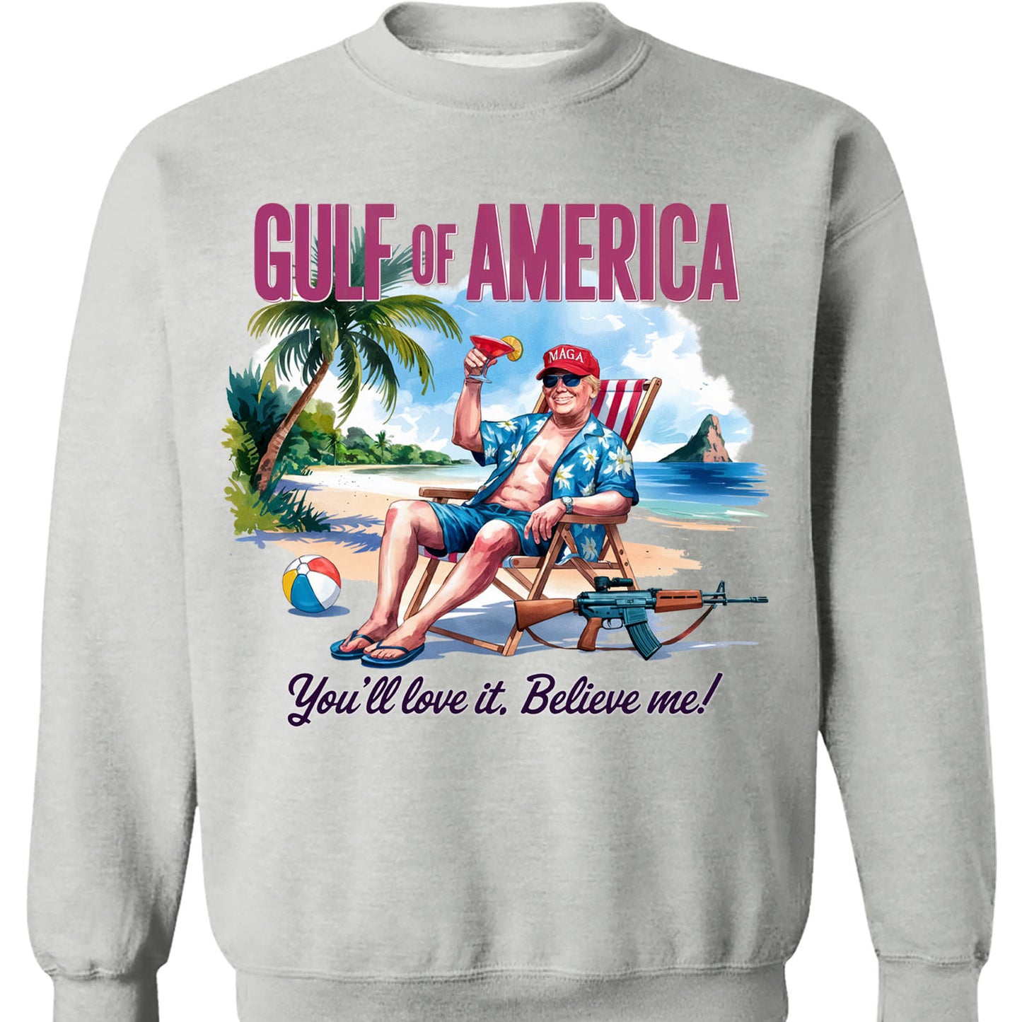 Trump Gulf of America, Humorous Trump On The Beach Sweatshirt, Trump President Funny Bright Shirt 682085 - GOP