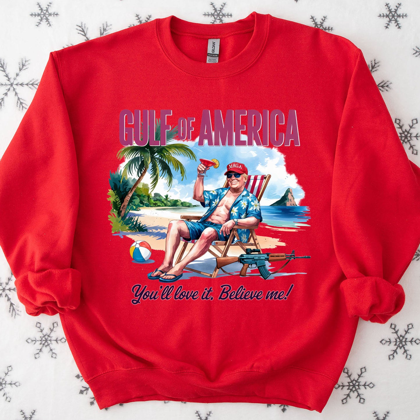 Trump Gulf of America, Humorous Trump On The Beach Sweatshirt, Trump President Funny Bright Shirt 682085 - GOP