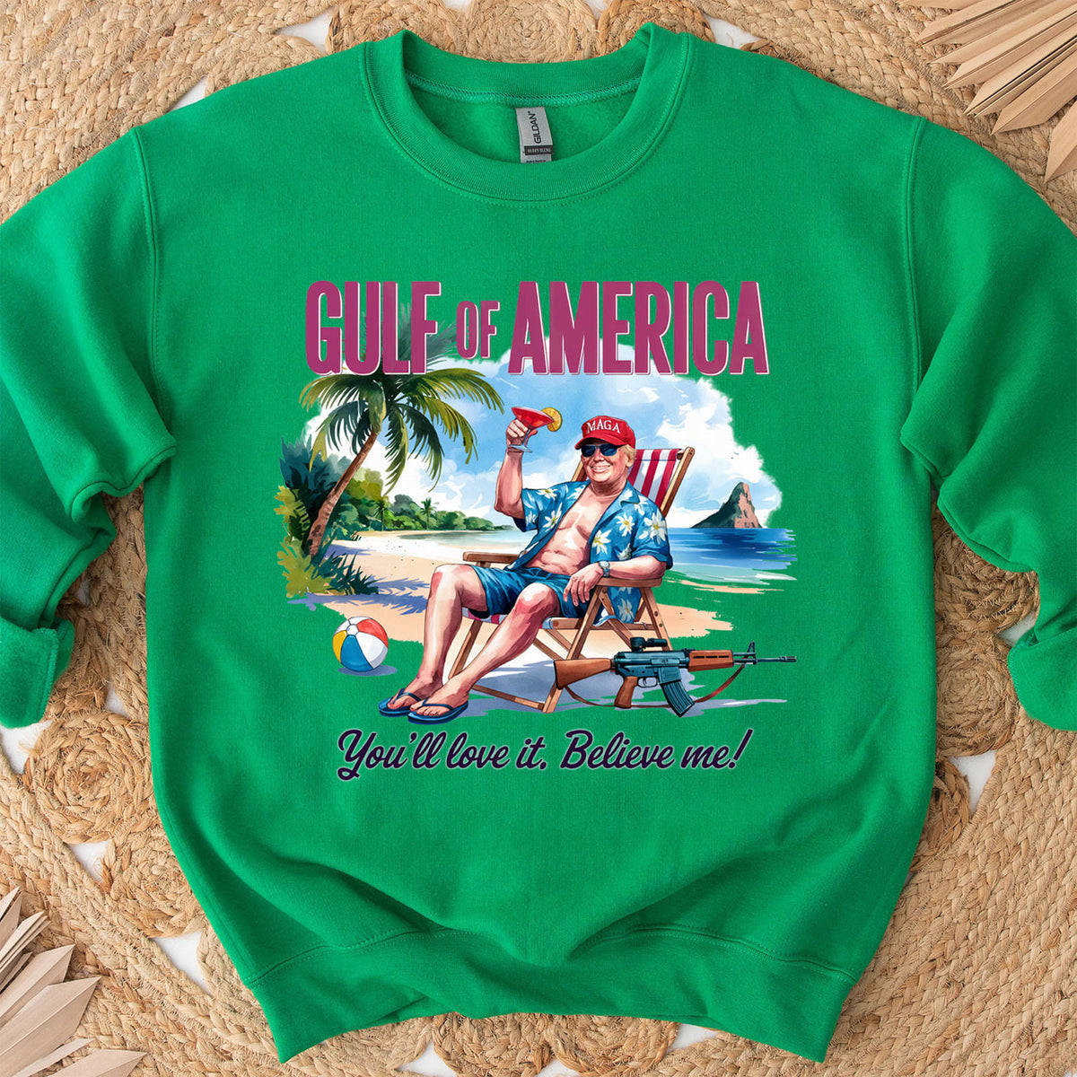 Trump Gulf of America, Humorous Trump On The Beach Sweatshirt, Trump President Funny Bright Shirt 682085 - GOP